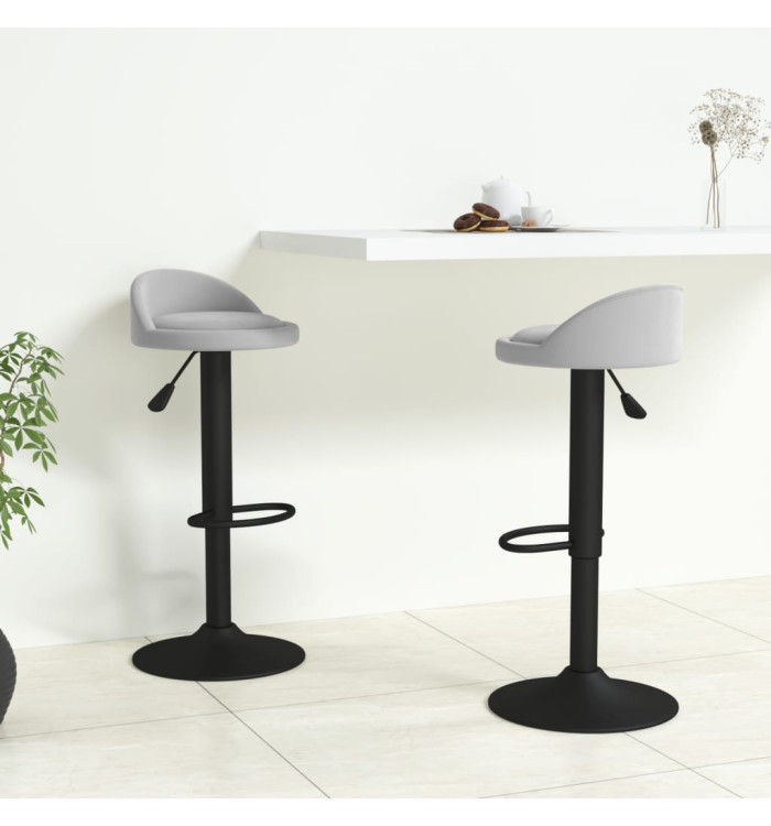 Tabourets de bar lot de 2 gris clair velours | Mobilier & Déco