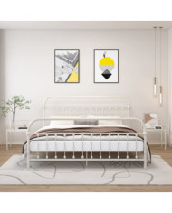 Tables de chevet 2 pcs Blanc et transparent Métal et verre | Mobilier & Déco