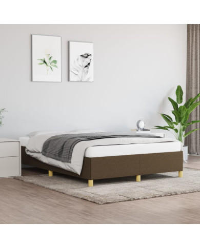 Cadre de lit sans matelas marron foncé 140x200 cm tissu | Mobilier & Déco