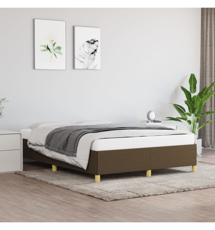 Cadre de lit sans matelas marron foncé 140x200 cm tissu | Mobilier & Déco