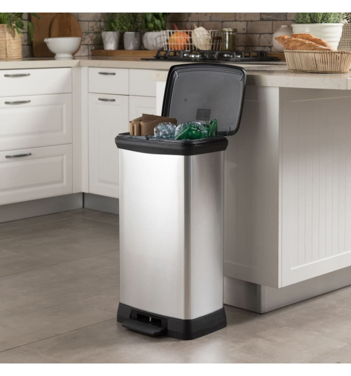 Curver Poubelle duo à pédale Deco 23L+23L Argenté | Mobilier & Déco