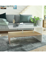 Table basse Bois d'ingénierie 90x59x42 cm Chêne et blanc | Mobilier & Déco