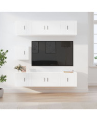 Ensemble de meubles TV 7 pcs Blanc brillant Bois d'ingénierie | Mobilier & Déco