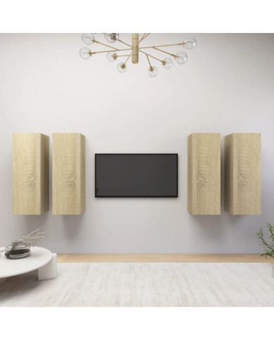 Meubles TV 4 pcs Chêne sonoma 30,5x30x90 cm Bois d'ingénierie | Mobilier & Déco