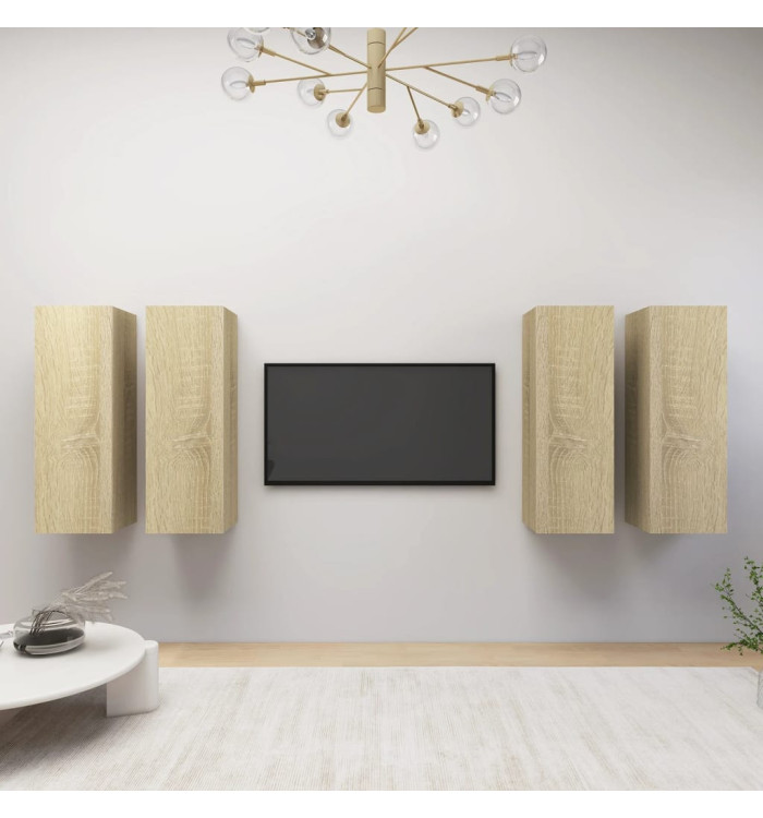 Meubles TV 4 pcs Chêne sonoma 30,5x30x90 cm Bois d'ingénierie | Mobilier & Déco