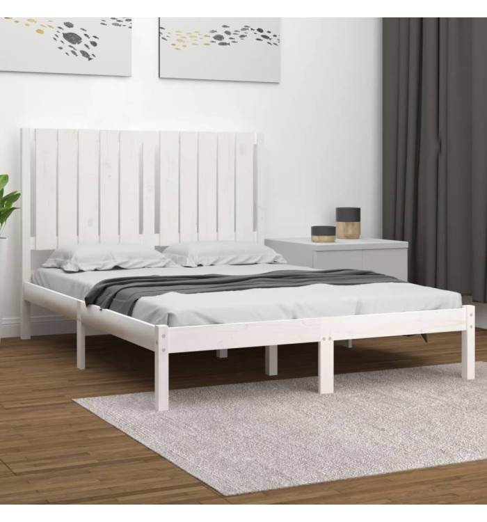 Cadre de lit sans matelas blanc 120x200 cm bois de pin massif | Mobilier & Déco