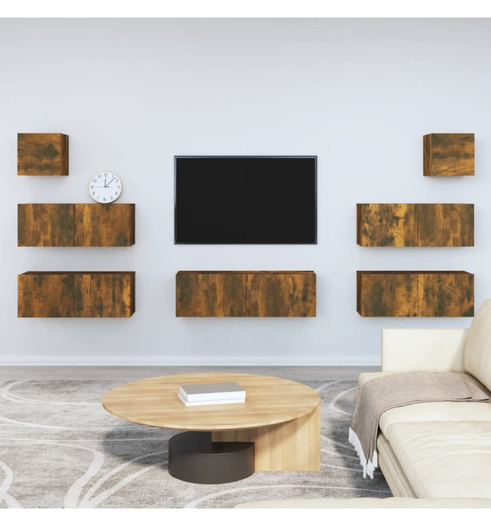 Ensemble de meubles TV 7 pcs Chêne fumé Bois d'ingénierie | Mobilier & Déco