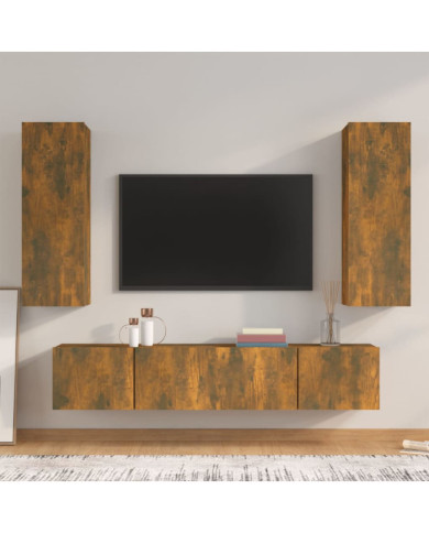 Ensemble de meubles TV 4 pcs Chêne fumé Bois d'ingénierie | Mobilier & Déco