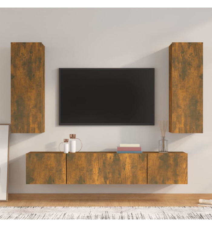 Ensemble de meubles TV 4 pcs Chêne fumé Bois d'ingénierie | Mobilier & Déco