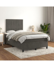 Sommier à lattes de lit et matelas Gris foncé 120x200cm Velours | Mobilier & Déco