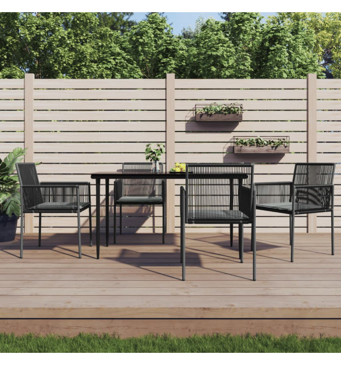 Chaises de jardin et coussins lot de 4 noir 54x60,5x83,5 cm | Mobilier & Déco