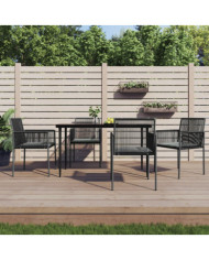 Chaises de jardin et coussins lot de 4 noir 54x60,5x83,5 cm | Mobilier & Déco