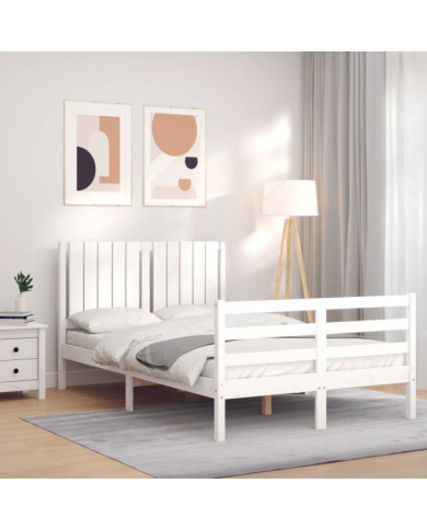 Cadre de lit sans matelas blanc bois massif | Mobilier & Déco