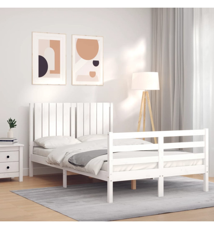 Cadre de lit sans matelas blanc bois massif | Mobilier & Déco