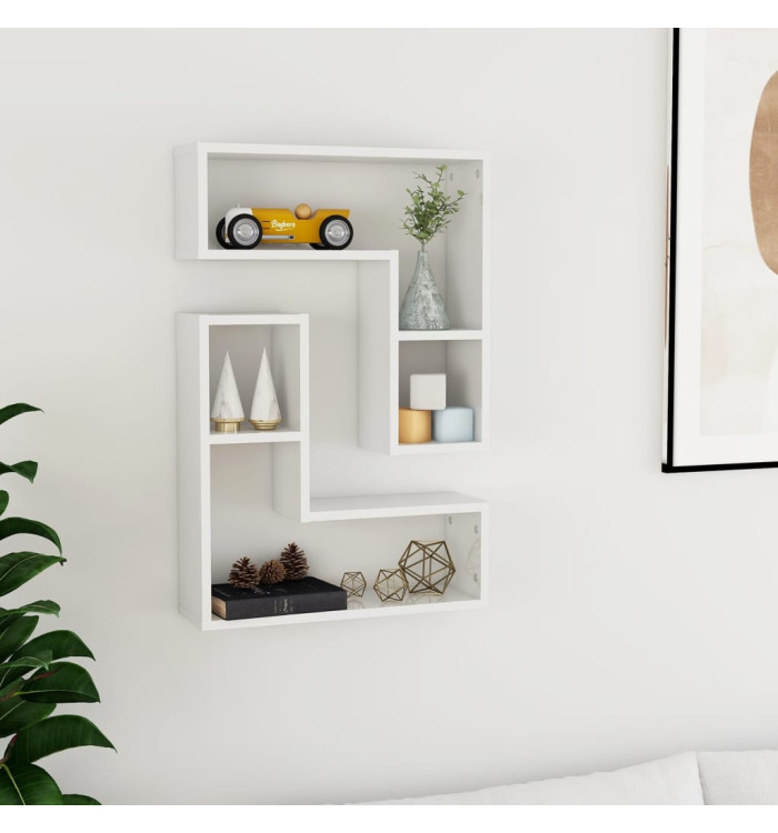 Étagères murales 2pcs blanc brillant 50x15x50cm bois ingénierie | Mobilier & Déco
