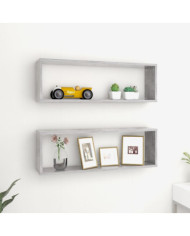 Étagères cube murales 2 pcs gris béton bois d'ingénierie | Mobilier & Déco