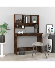 Bureau avec étagères Chêne fumé 102x45x148 cm Bois d'ingénierie | Mobilier & Déco