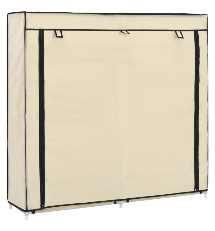 Armoire à chaussures avec housse Crème 115x28x110 cm Tissu | Mobilier & Déco