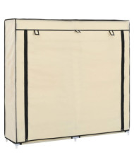 Armoire à chaussures avec housse Crème 115x28x110 cm Tissu | Mobilier & Déco