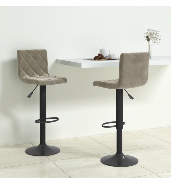 Tabourets de bar lot de 2 gris clair velours | Mobilier & Déco