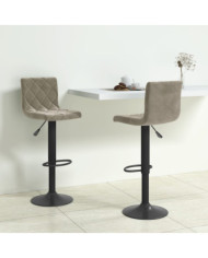 Tabourets de bar lot de 2 gris clair velours | Mobilier & Déco