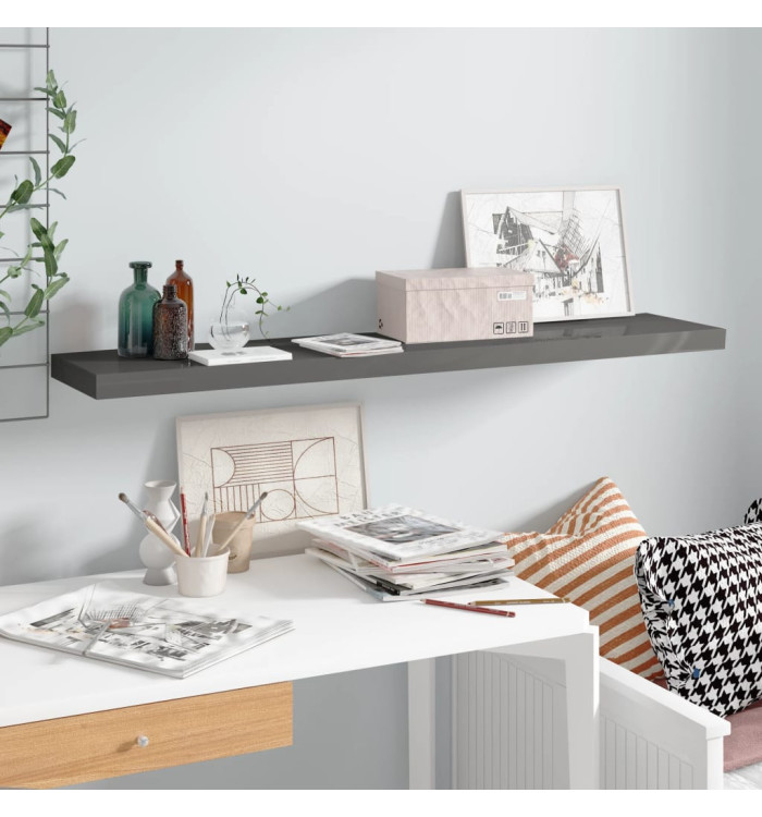 Étagère murale flottante Gris brillant 120x23,5x3,8 cm MDF | Mobilier & Déco