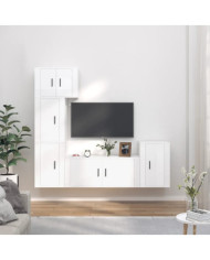 Ensemble de meubles TV 5 pcs Blanc brillant Bois d'ingénierie | Mobilier & Déco