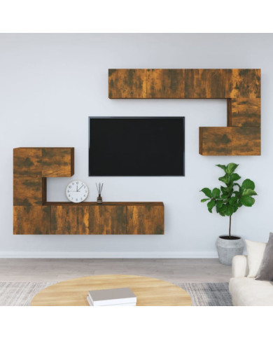Meuble TV mural Chêne fumé Bois d'ingénierie | Mobilier & Déco