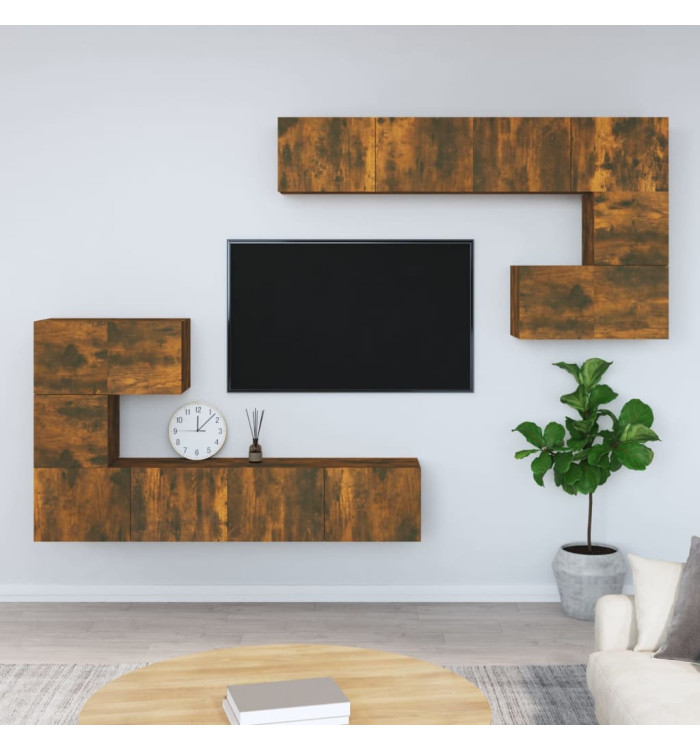 Meuble TV mural Chêne fumé Bois d'ingénierie | Mobilier & Déco