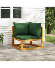 Canapé d'angle sectionnel et coussins verts bois massif acacia | Mobilier & Déco