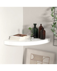 Étagère d'angle flottante blanc brillant 35x35x3,8 cm MDF | Mobilier & Déco