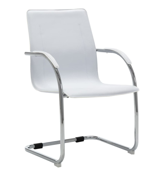 Chaise de bureau cantilever Blanc Similicuir | Mobilier & Déco