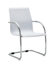 Chaise de bureau cantilever Blanc Similicuir | Mobilier & Déco