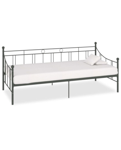 Cadre de lit de repos sans matelas gris métal 90x200 cm | Mobilier & Déco