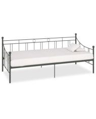 Cadre de lit de repos sans matelas gris métal 90x200 cm | Mobilier & Déco