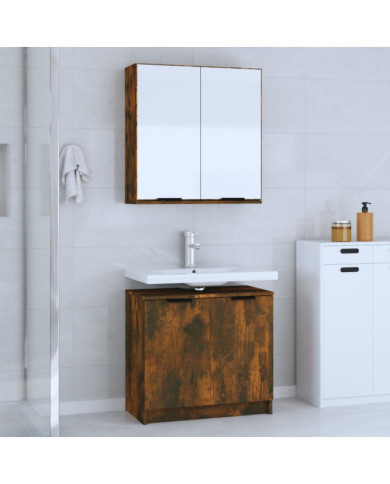 Ensemble d'armoires de salle de bain 2 pcs chêne fumé | Mobilier & Déco