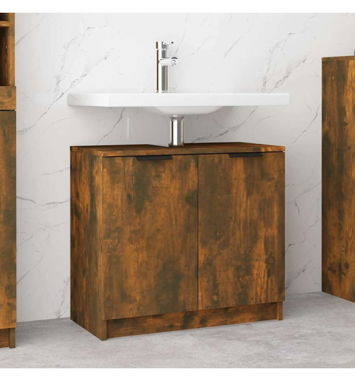 Armoire de bain Chêne fumé 64,5x33,5x59 cm Bois d'ingénierie | Mobilier & Déco
