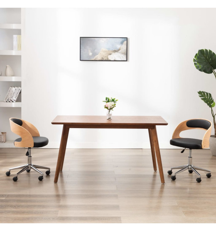 Chaise pivotante à manger Noir Bois courbé et similicuir | Mobilier & Déco
