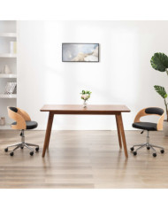 Chaise pivotante à manger Noir Bois courbé et similicuir | Mobilier & Déco
