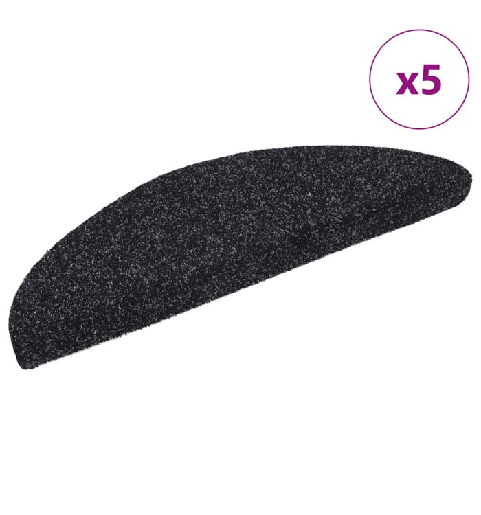 Tapis autoadhésifs de marches 5 pcs Noir 56x17x3 cm Aiguilleté | Mobilier & Déco