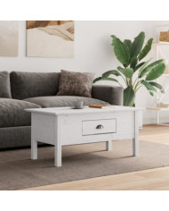 Table basse BODO blanc 100x55x46 cm bois de pin massif | Mobilier & Déco