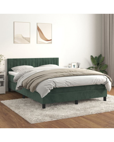 Sommier à lattes de lit et matelas Vert foncé 140x190cm Velours | Mobilier & Déco
