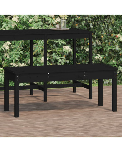 Banc de jardin noir 109x44x45 cm bois massif de pin | Mobilier & Déco