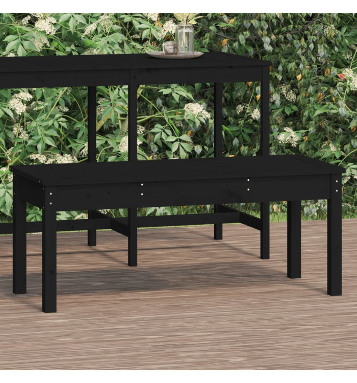 Banc de jardin noir 109x44x45 cm bois massif de pin | Mobilier & Déco
