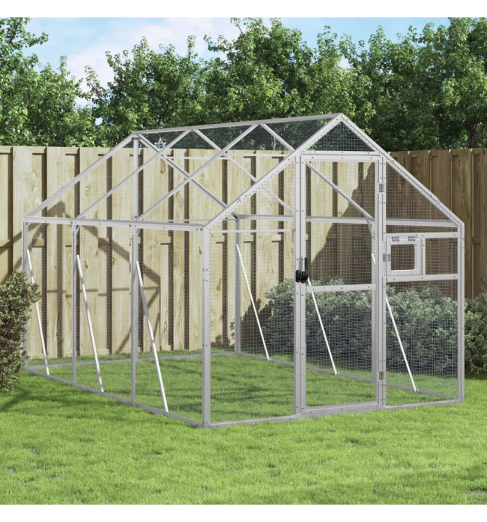 Volière argenté 1,79x3x1,85 m aluminium | Mobilier & Déco