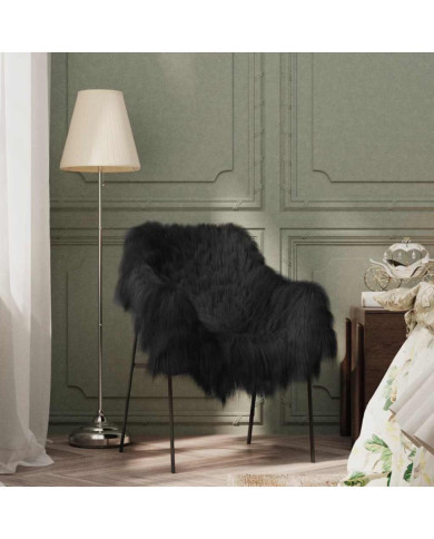 Housse de chaise en peau de mouton islandaise Noir 70x110 cm | Mobilier & Déco