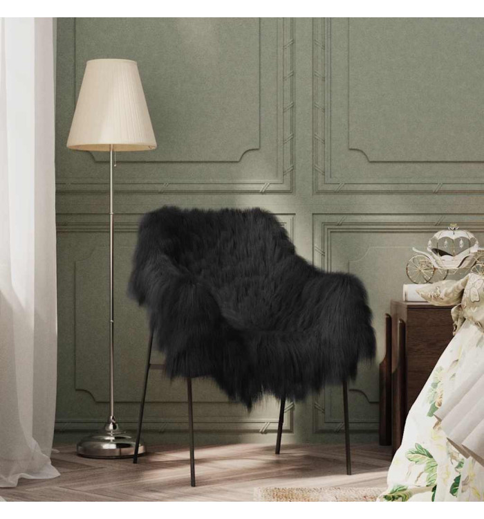 Housse de chaise en peau de mouton islandaise Noir 70x110 cm | Mobilier & Déco