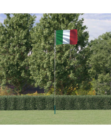 Drapeau de l'Italie et mât 5,55 m Aluminium | Mobilier & Déco