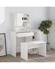 Ensemble de coiffeuse Blanc brillant 86,5x35x136 cm | Mobilier & Déco