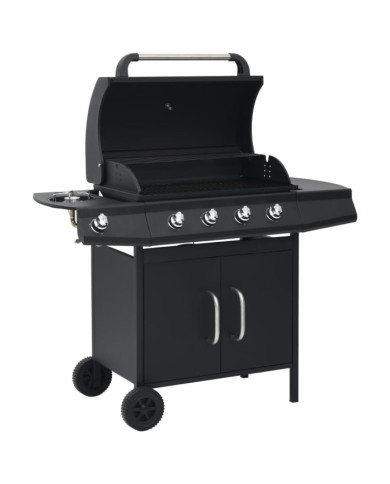 Barbecue à gaz 4+1 zones de cuisson Noir Acier | Mobilier & Déco